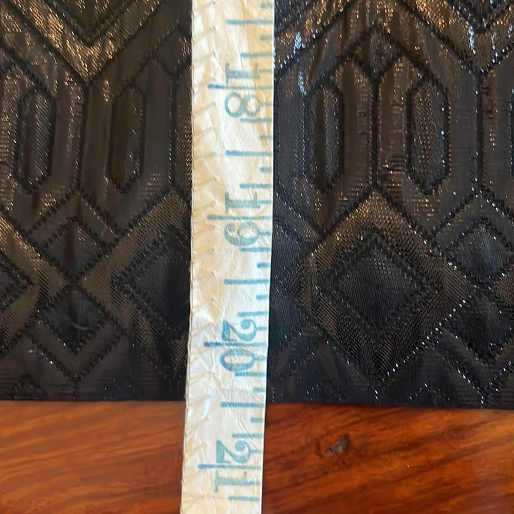 Tory Burch Siri Black Shiney Skirt Jacquard Diamond Textured Pattern